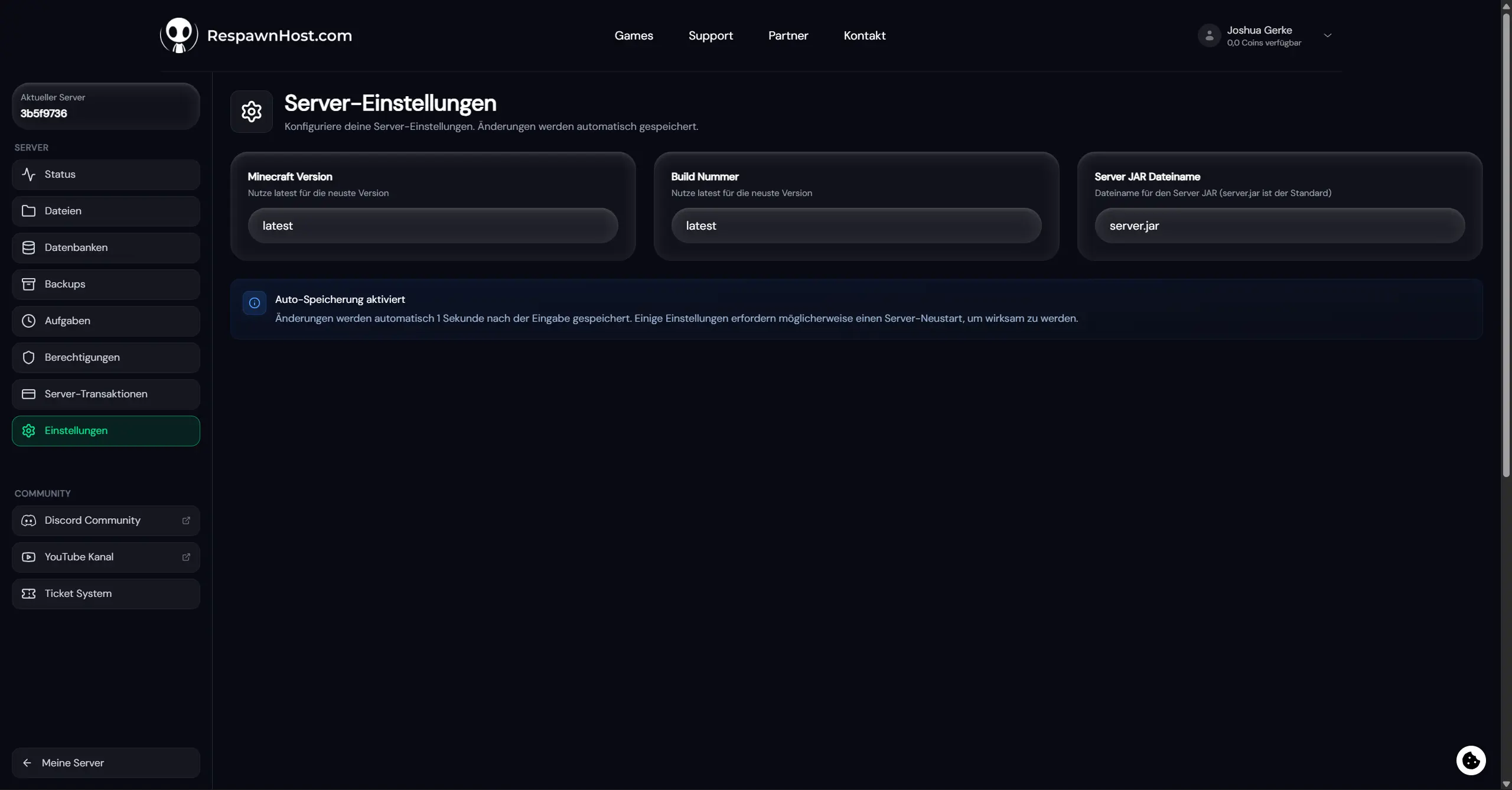 Server-Einstellungen