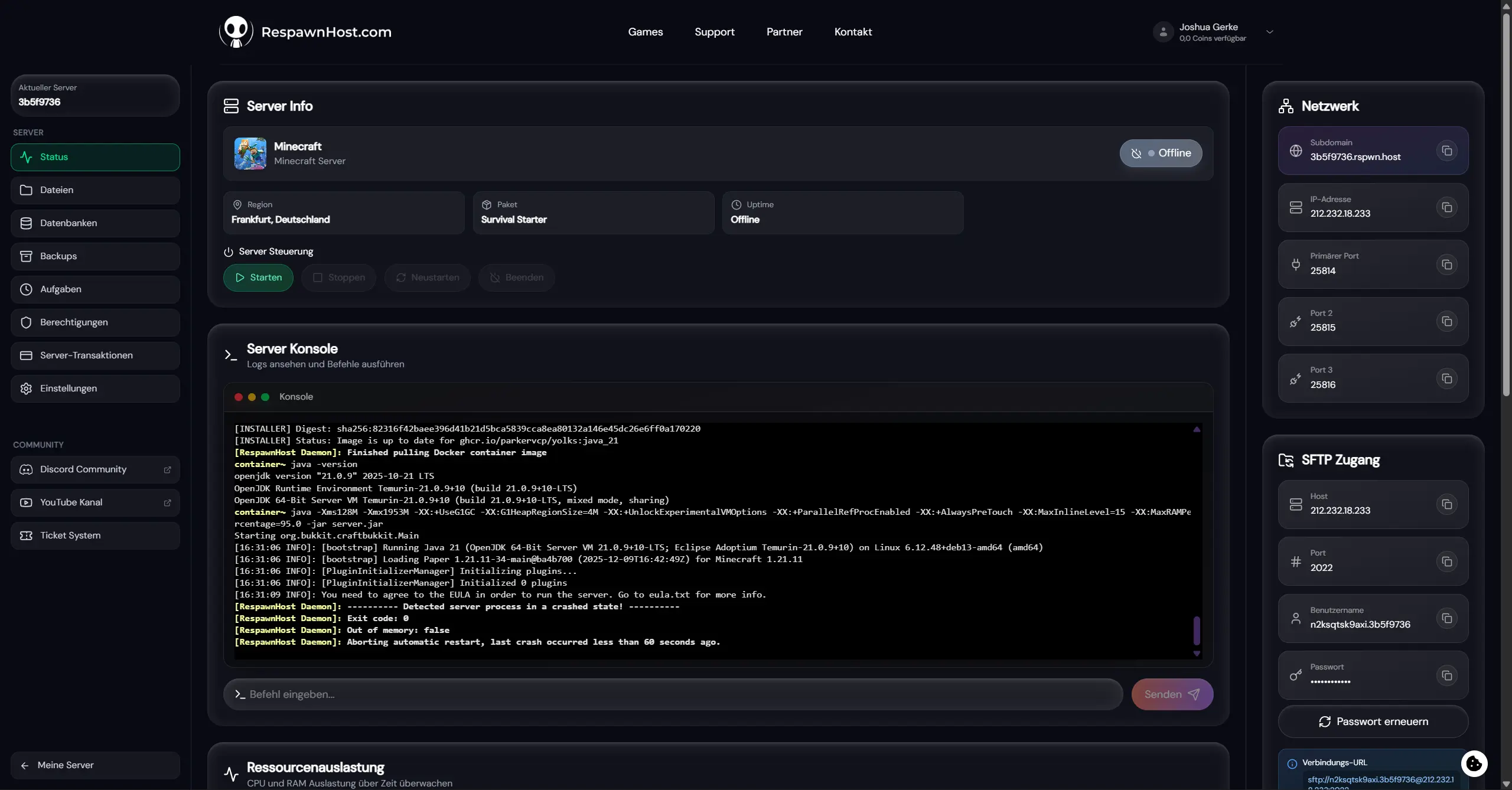 Echtzeit-Konsole mit Live-Logs