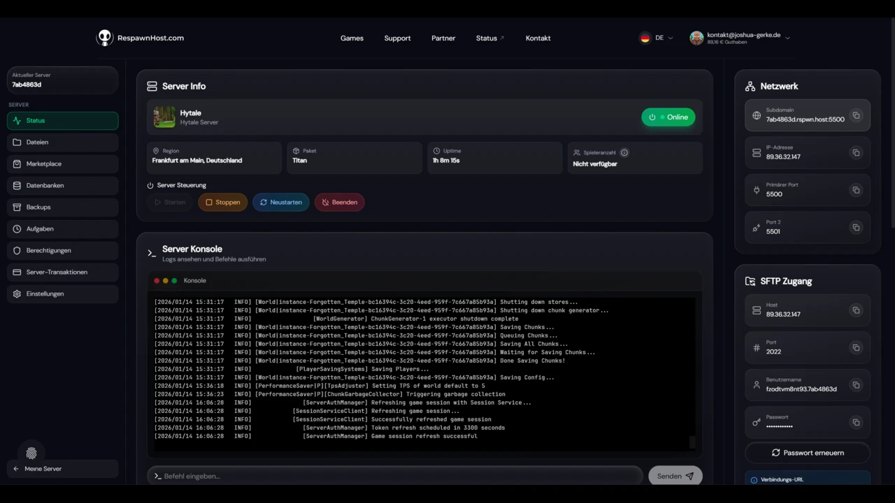 RespawnHost Control Panel